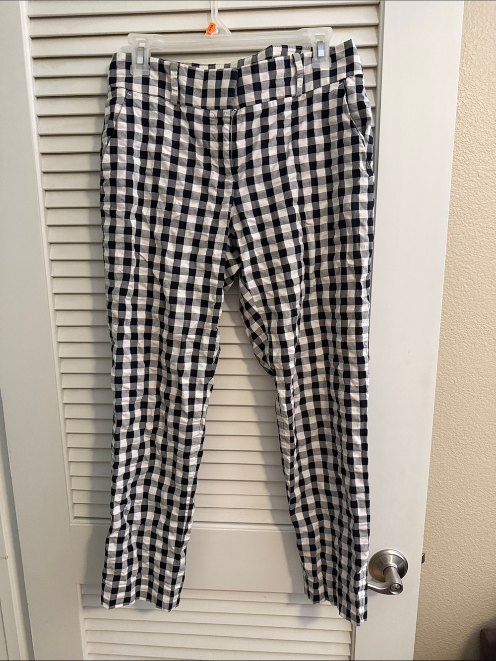 LOFT Black and White Gingham Ankle Pants